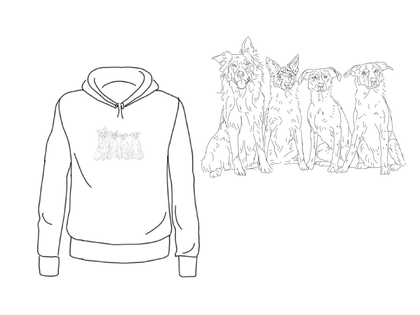 Full Body Pet Portrait Sweater or Hoodie