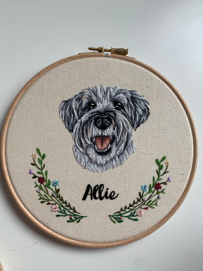 Hand Embroidered Pet Portrait
