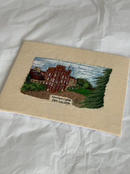 Hand Embroidered Wedding Venue Portrait