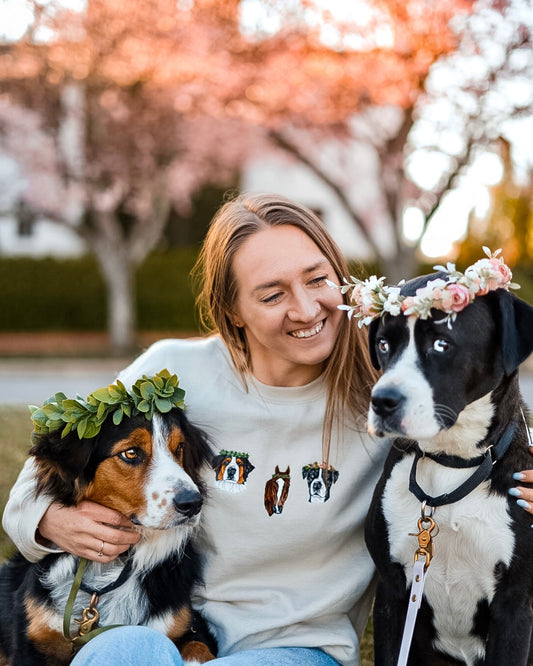 Flower Crown Personalised Pet Portrait Sweater
