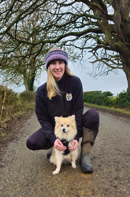 Hand Embroidered Pet Portrait 1/4 Zip Fleece
