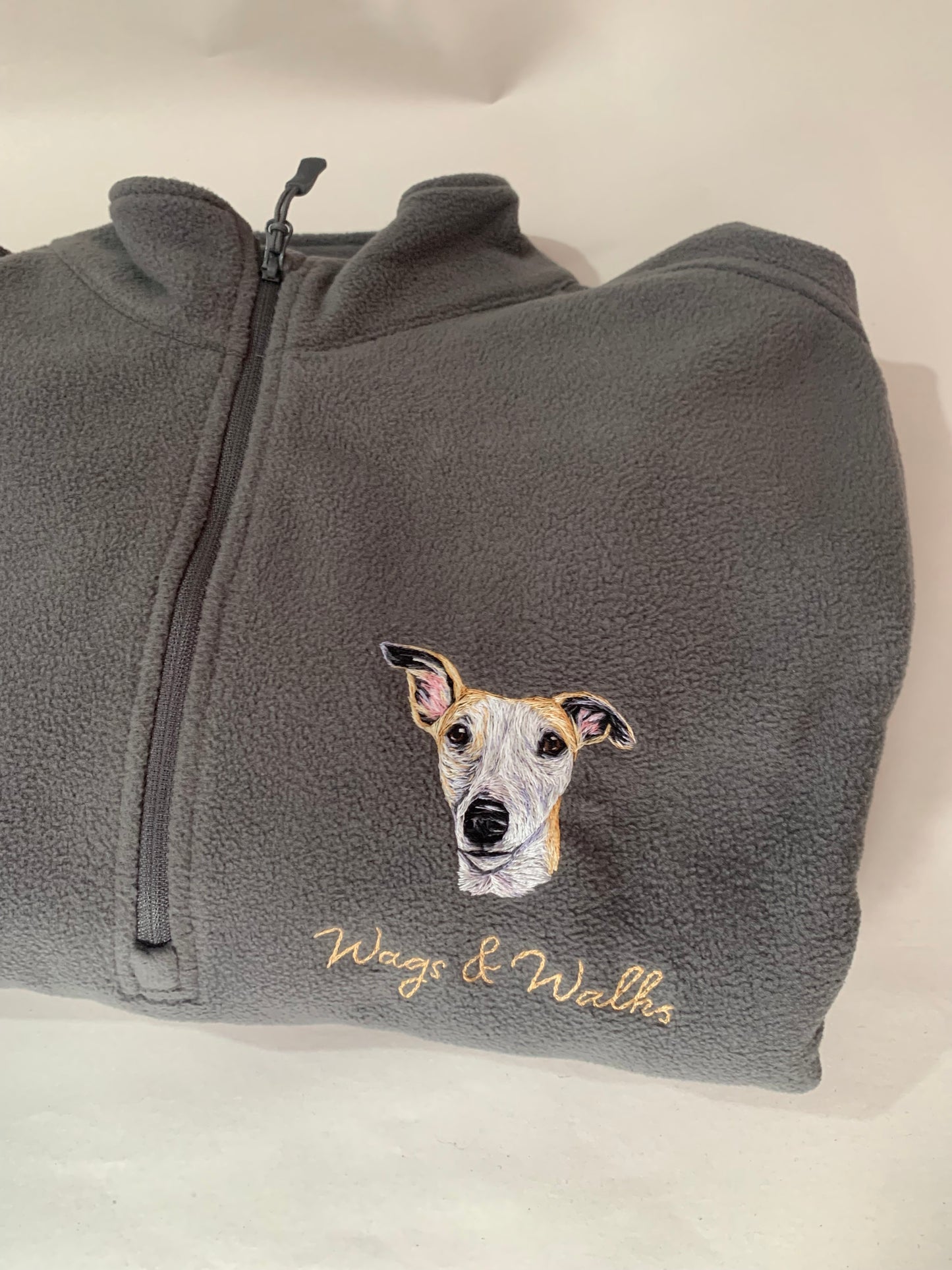 Hand Embroidered Pet Portrait 1/4 Zip Fleece