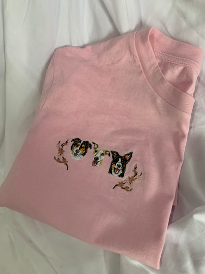 Hand Embroidered Pet Portrait T-shirt