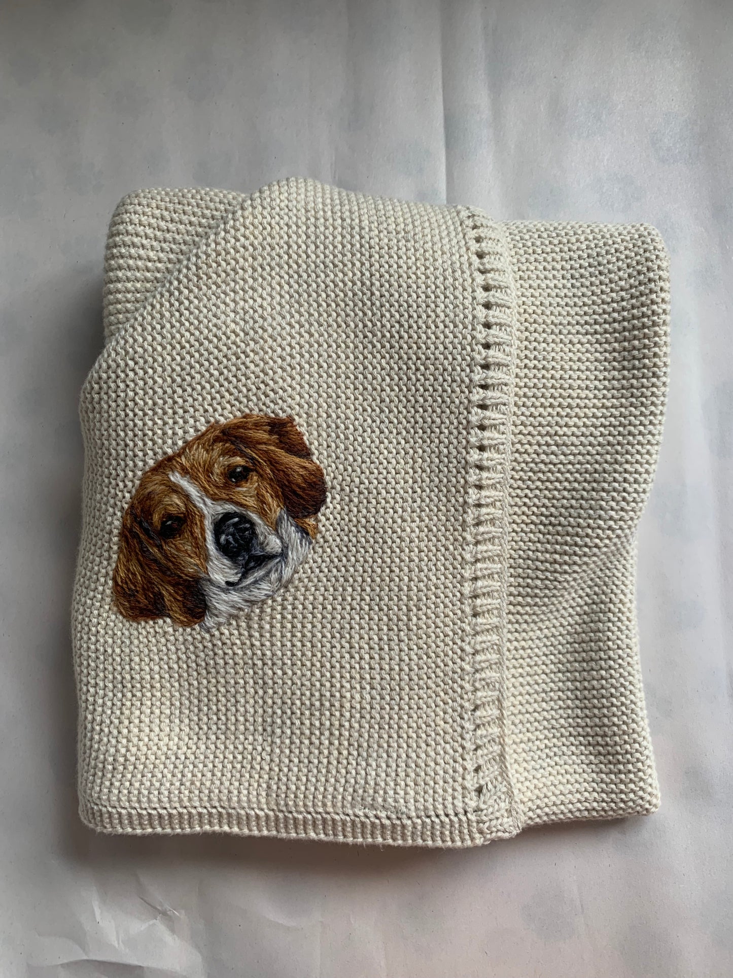 Hand Embroidered Pet Portrait Baby Blanket