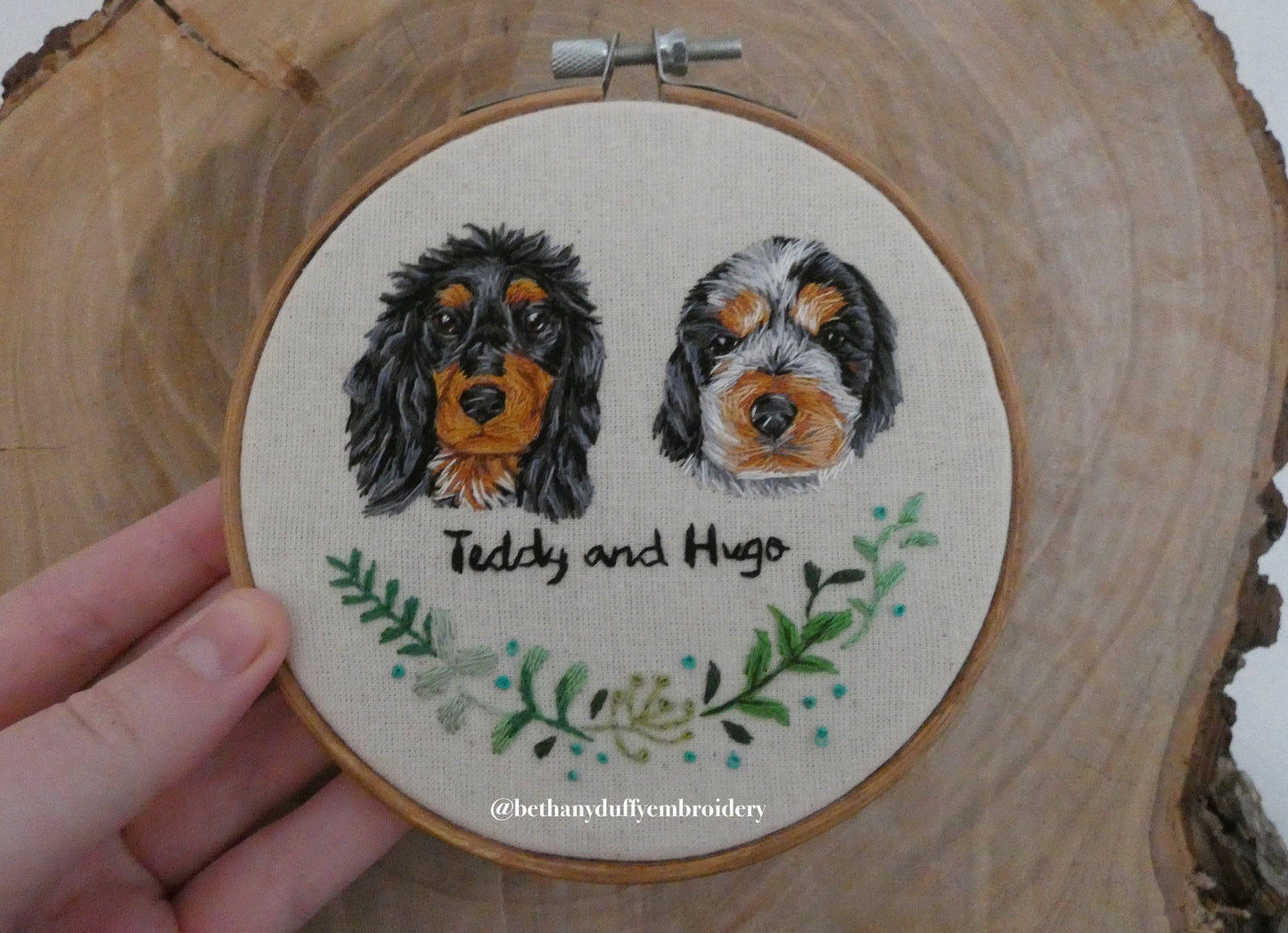 Hand Embroidered Multiple Pet Portrait