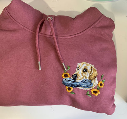 Hand Embroidered Pet Portrait Hoodie