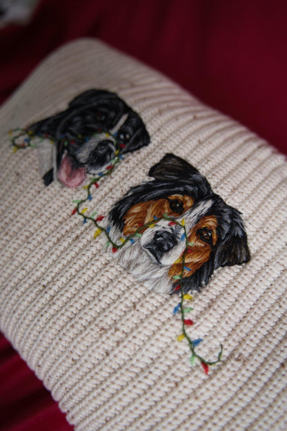 Christmas lights knitted pet portrait Jumper