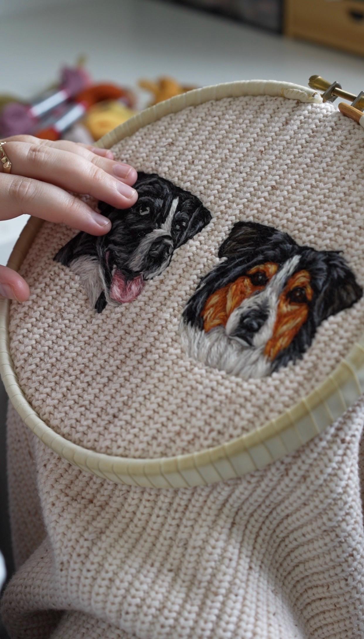 Hand Embroidered Pet Portrait Chunky Knit Jumper