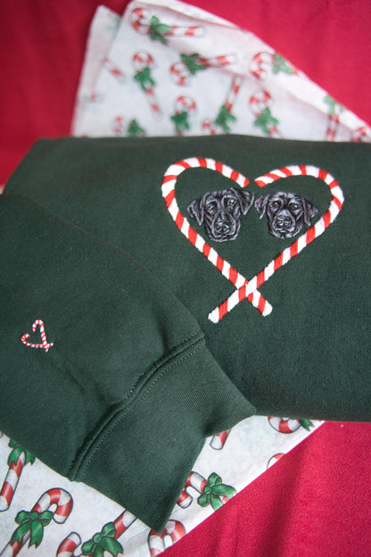 'Candy Cane Heart' Pet Portrait Christmas Jumper