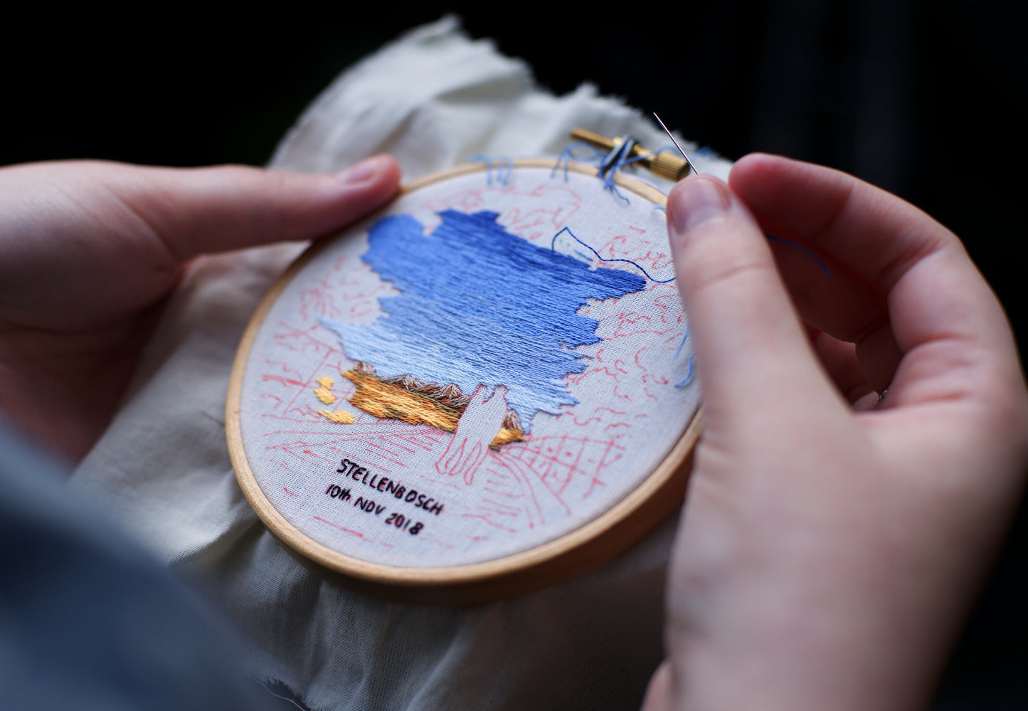 Hand Embroidered Landscape Christmas Bauble