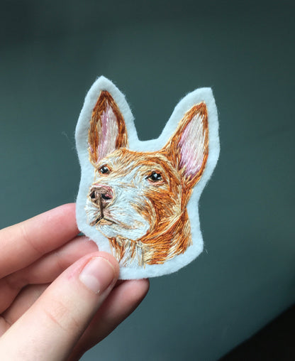 Hand Embroidered Pet Portrait Sew on Patch