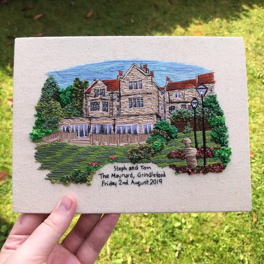 Hand Embroidered Wedding Venue Portrait