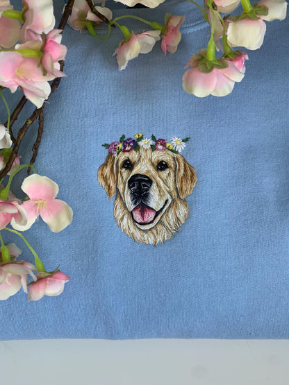 Flower Crown Personalised Pet Portrait Sweater