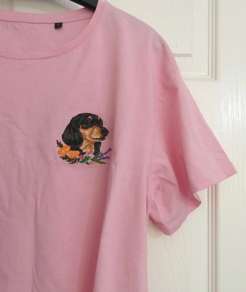 Hand Embroidered Pet Portrait T-shirt