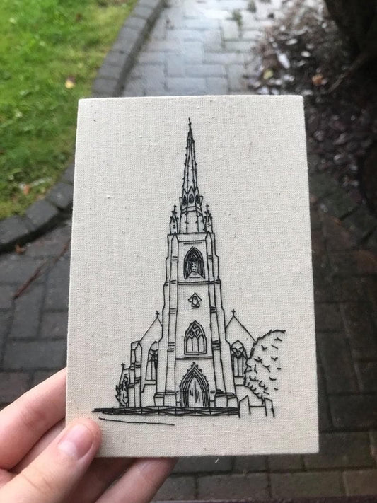 Hand Embroidered Wedding Venue Portrait