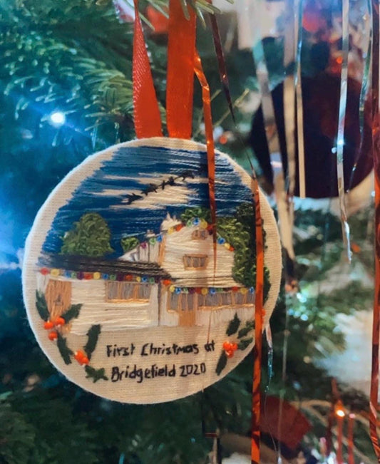 Hand Embroidered House Bauble