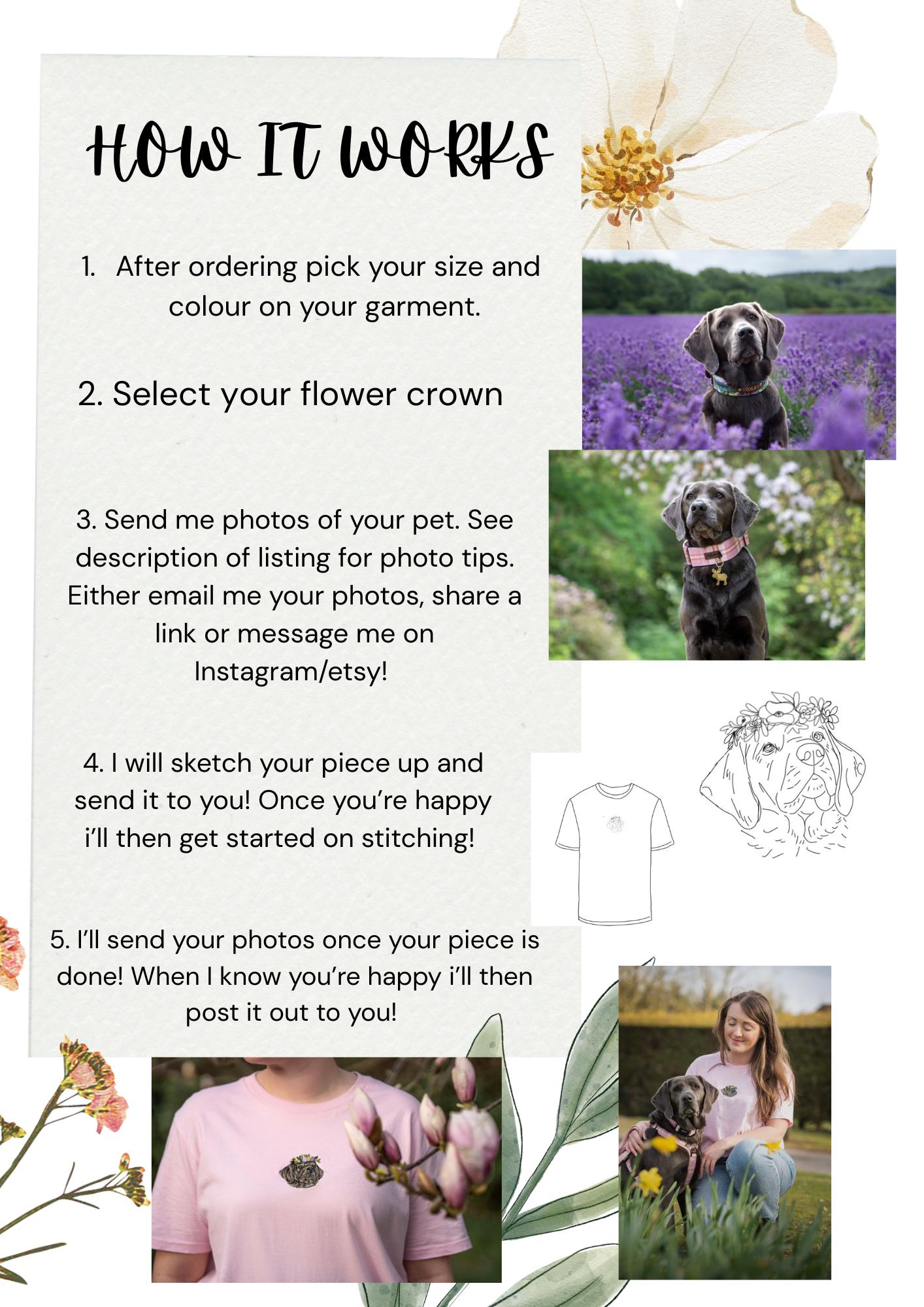 Flower Crown Pet Portrait T-shirt