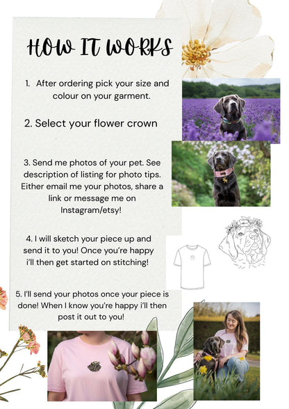 Flower Crown Pet Portrait T-shirt
