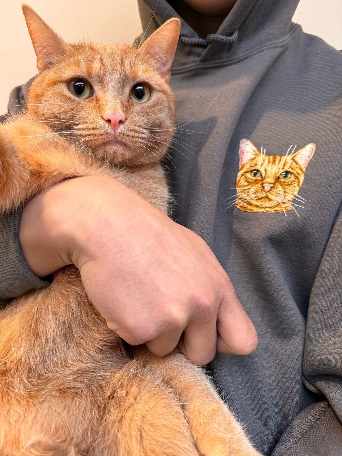 Hand Embroidered Pet Portrait Hoodie