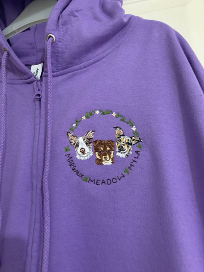 Pet Portrait Zip Up Hoodie