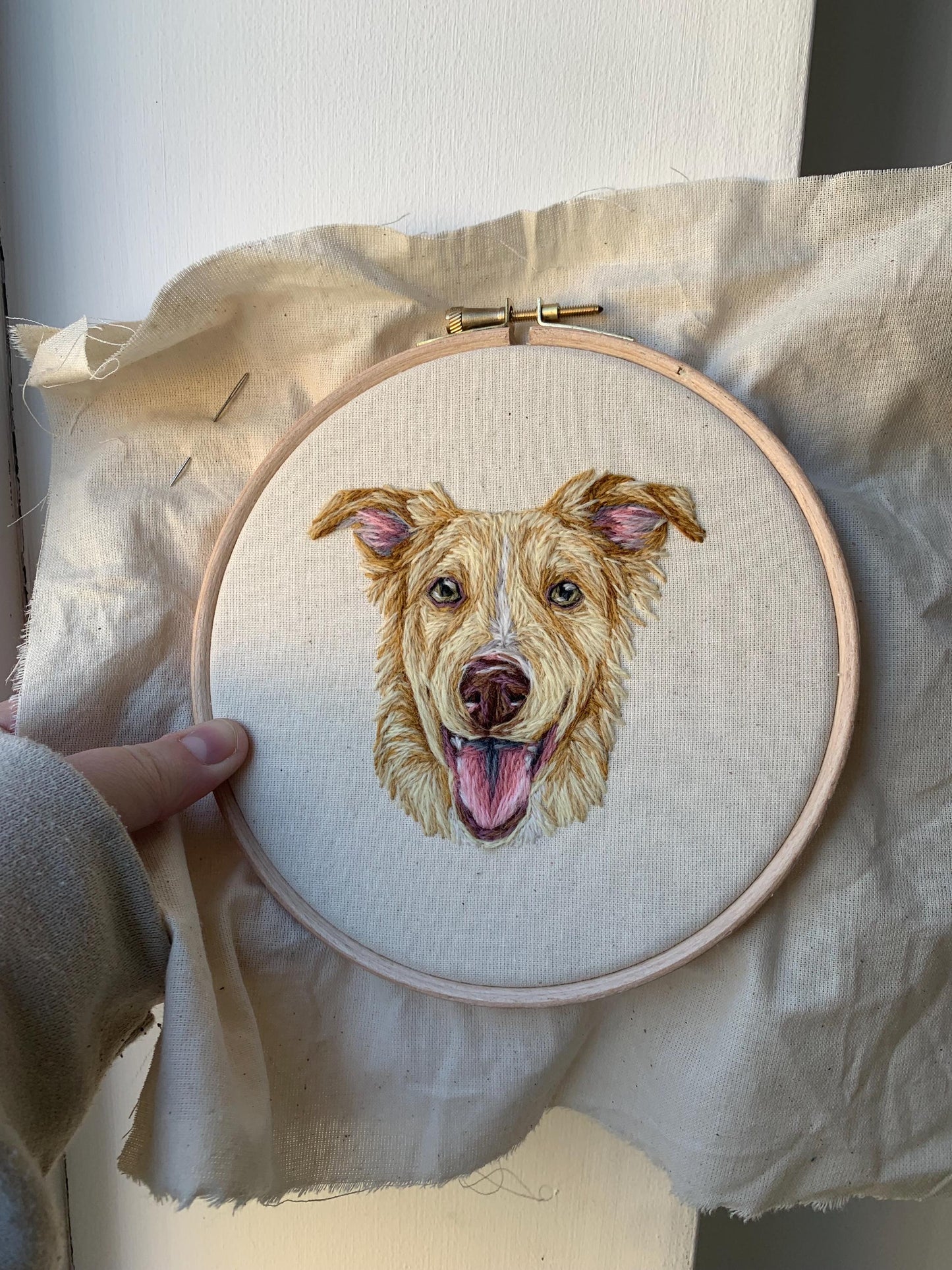 Hand Embroidered Wool Pet Portrait