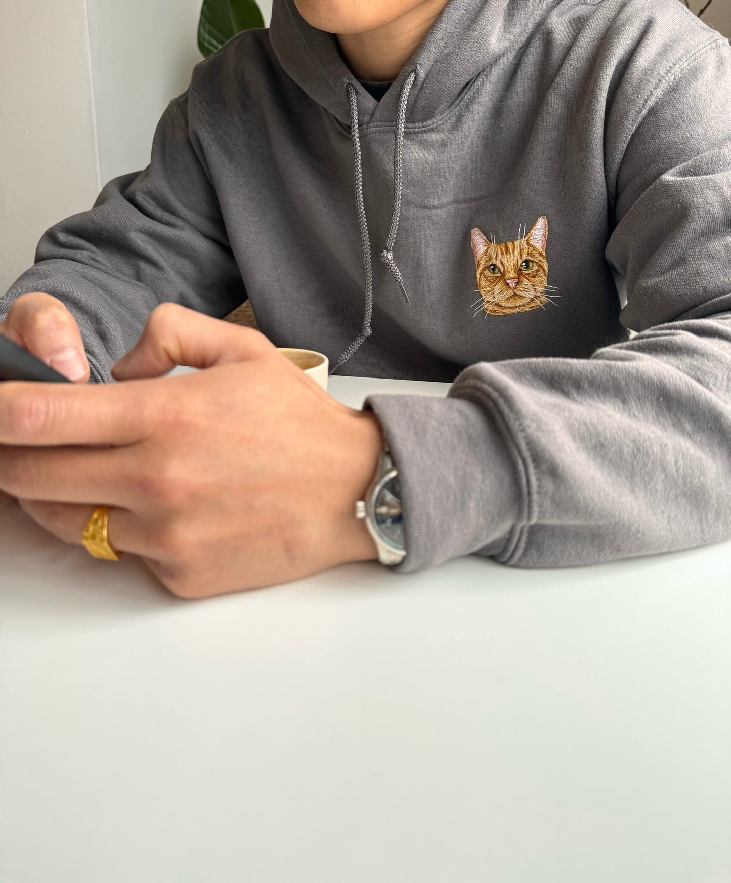 Hand Embroidered Pet Portrait Hoodie