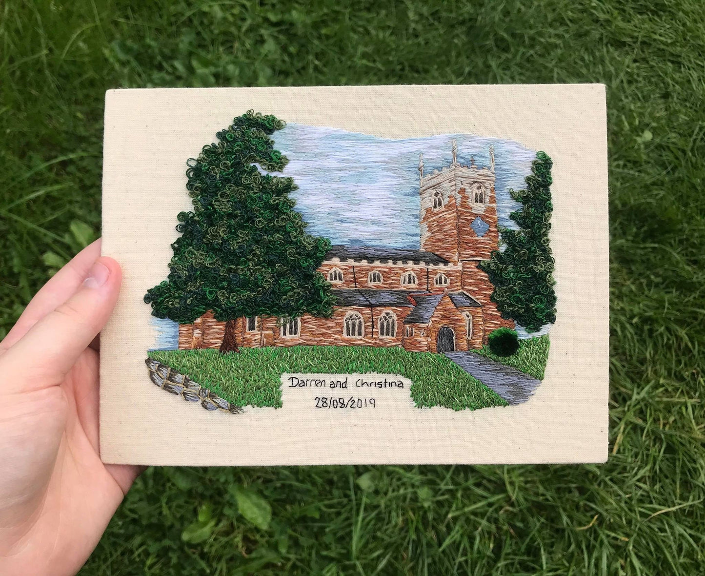 Hand Embroidered Wedding Venue Portrait