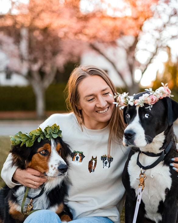 Flower Crown Personalised Pet Portrait Sweater