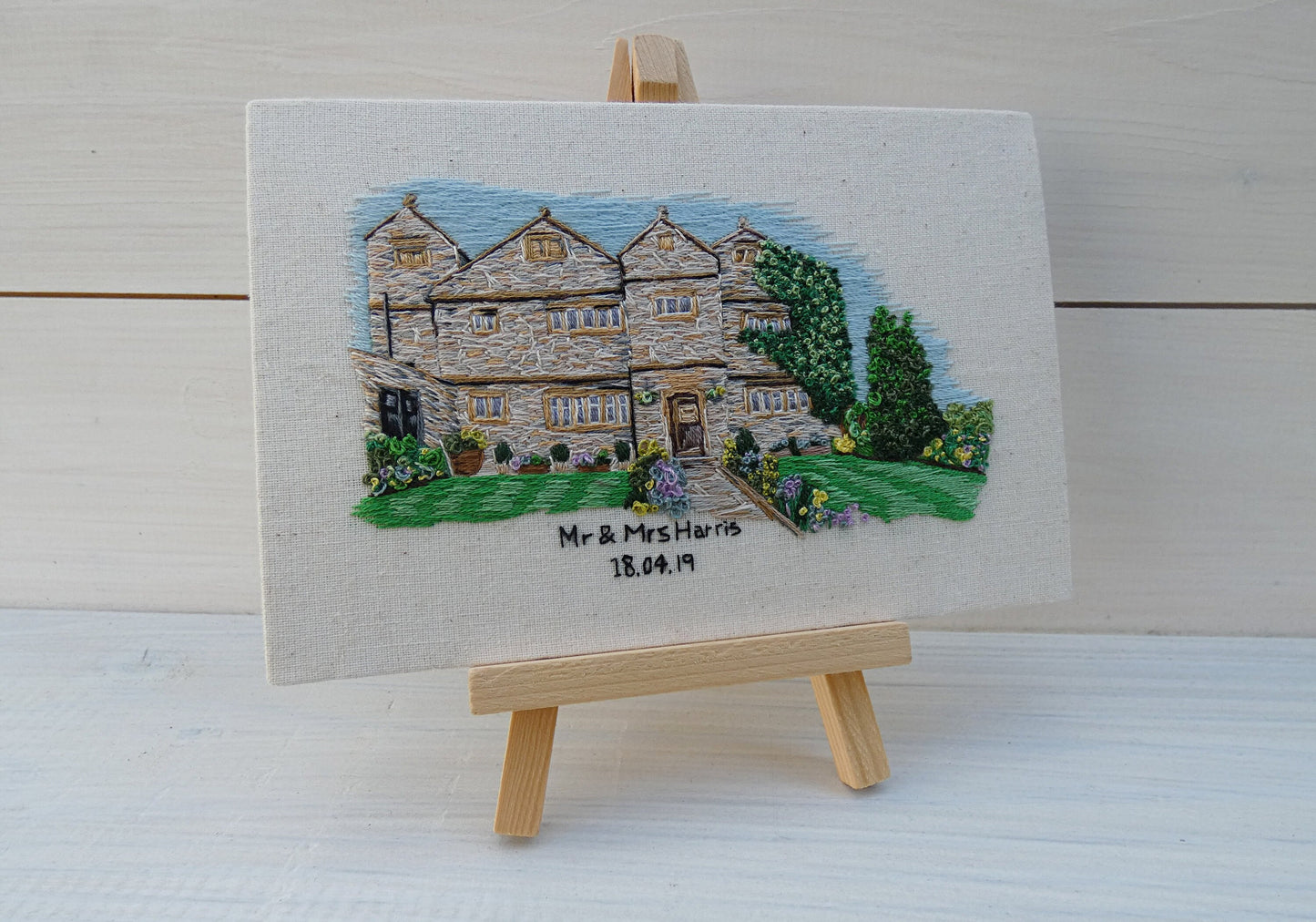 Hand Embroidered Wedding Venue Portrait
