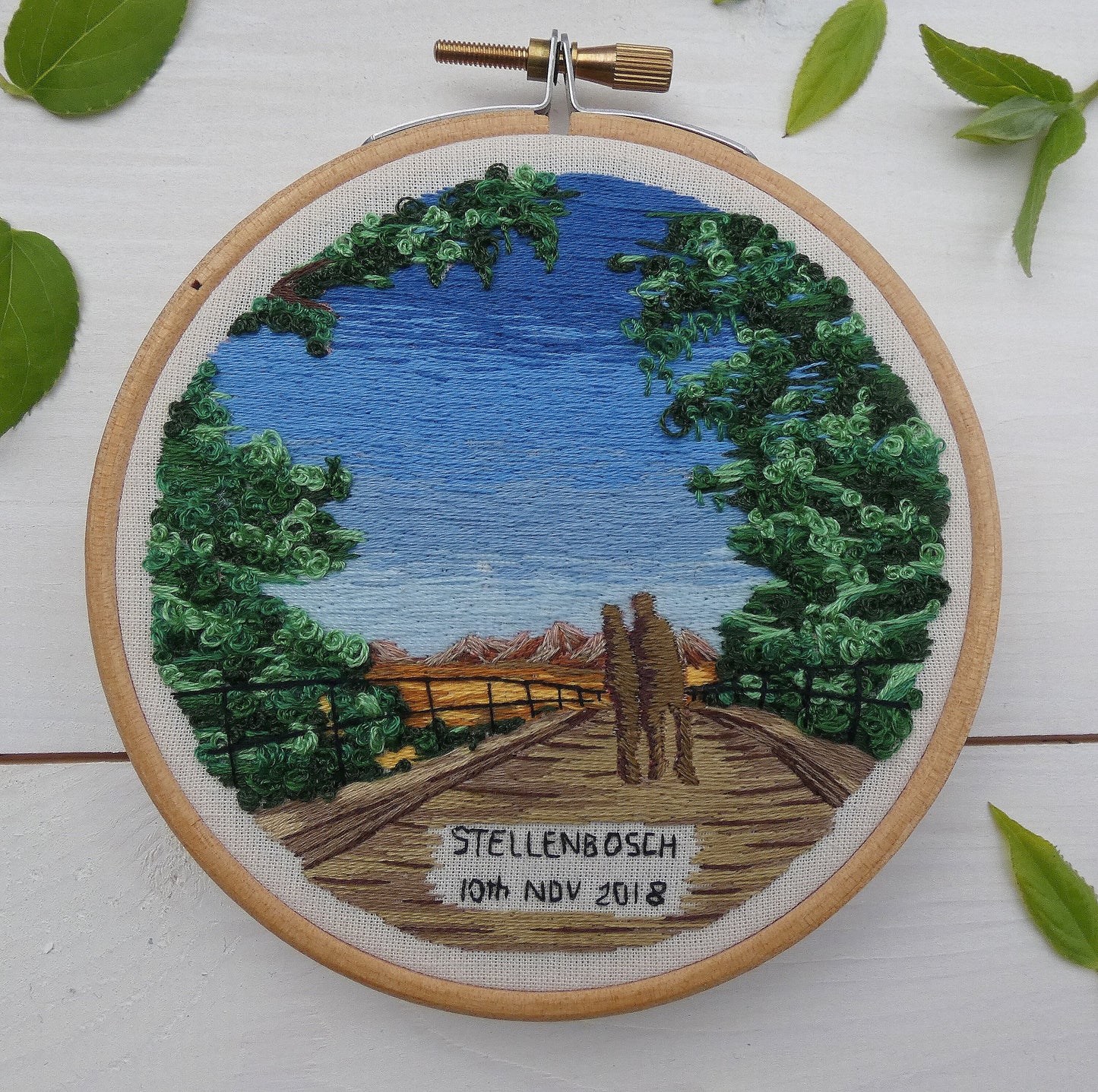 Hand Embroidered Landscape Christmas Bauble