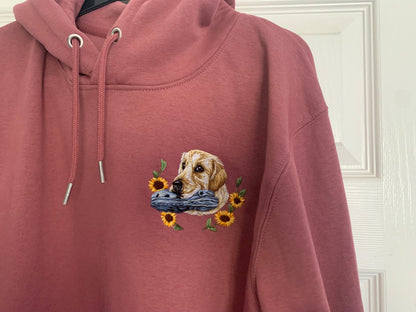 Hand Embroidered Pet Portrait Hoodie