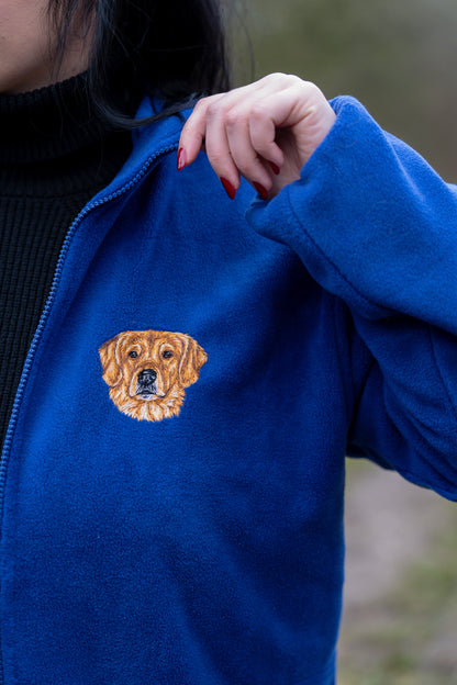 Hand Embroidered Pet Portrait Fleece (full zip)